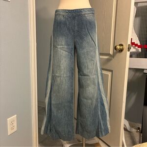 Free People Sea To Sea Flare Jeans Med Blue Flat Front 27 Altered